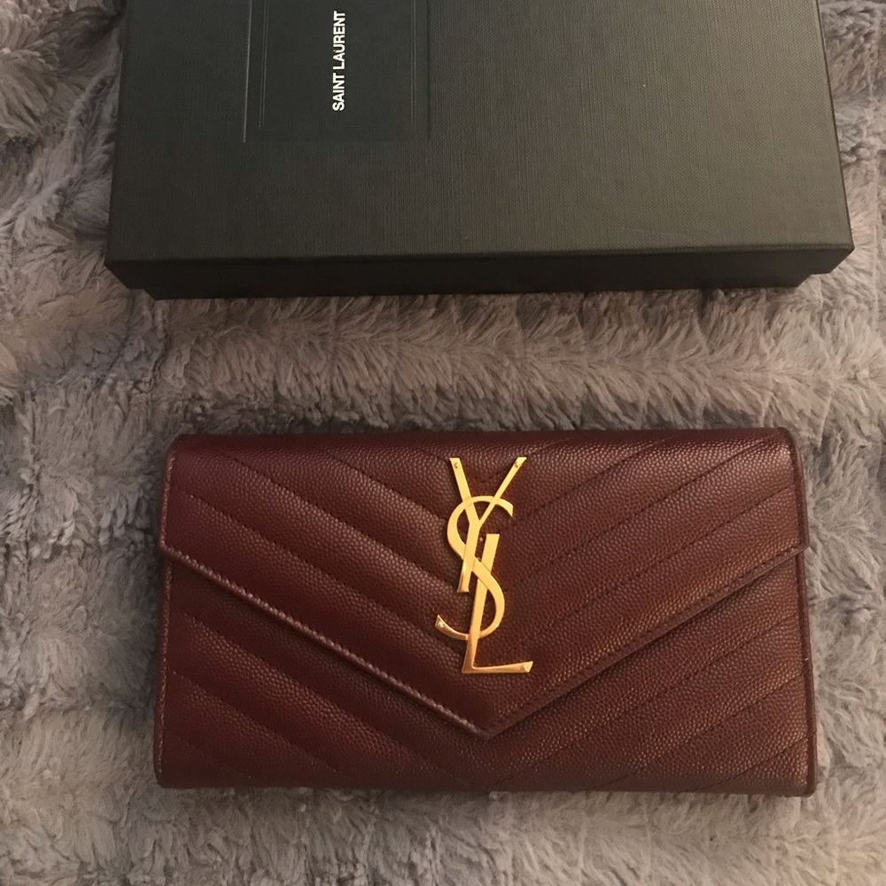Yves Saint Laurent pebbled leather wallet